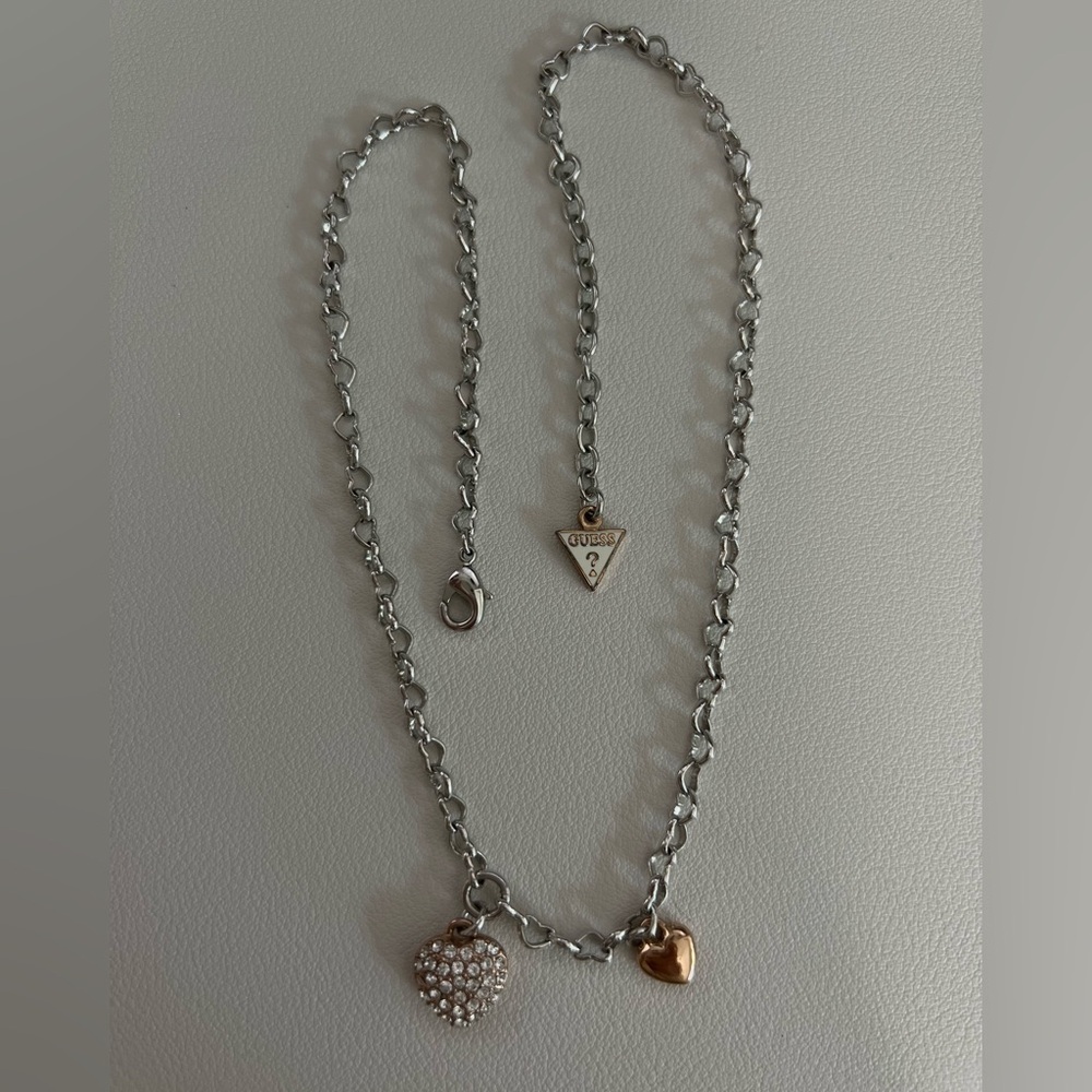 GUESS Rose Gold Heart Charm Necklace